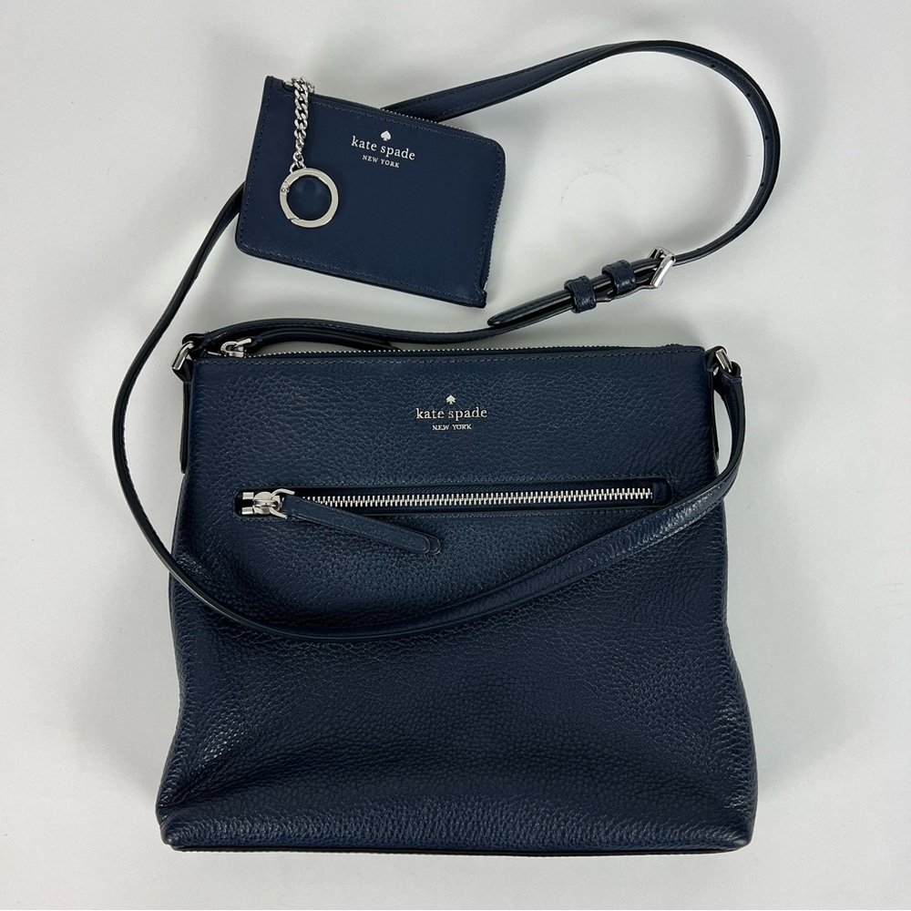 Gently Used Kate Spade Blue Pebbled Leather Crossbody Bag and Matching Wallet